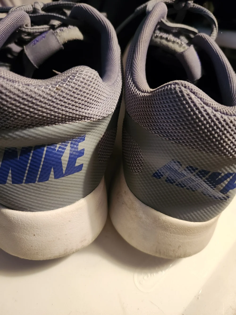 Nike Gray-Lavender Mesh Sneakers with Blue Swoosh